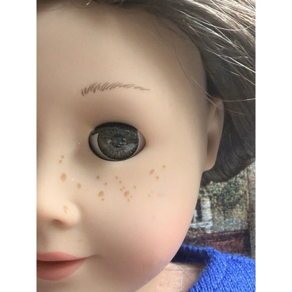 American Girl Truly Me Doll Brunette Green Eyes Freckles 18” Blue Dress AS IS